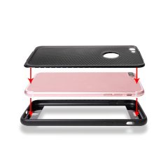   LG K8 (2017), TPU szilikon tok, Full Cover, karbon minta, fekete