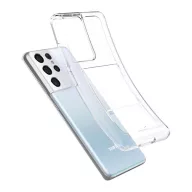   Spigen Crystal Slot Samsung Galaxay S21 Ultra tok kártyatartóval, Crystal Clear, átlátszó