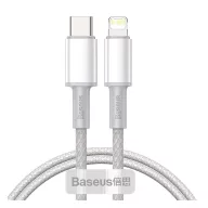   Baseus High Density USB-C / Lightning fonott töltő- és adatkábel, gyorstöltés, 1m, fehér