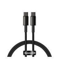   Baseus Tungsten Gold USB-C / USB-C gyorstöltő töltő- és adatkábel, 1m, fekete