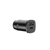   Baseus Square autós szivargyújtó gyorstöltő, USB-C + USB, 30W, fekete