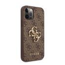 Guess PU 4G Metal Logo Apple iPhone 12/12 Pro hátlap tok, barna