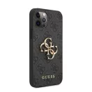Guess PU 4G Metal Logo Apple iPhone 12/12 Pro hátlap tok, szürke