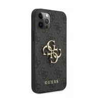   Guess PU 4G Metal Logo Apple iPhone 12/12 Pro hátlap tok, szürke