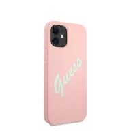   Guess Silicone Vintage Green Script Apple iPhone 12 mini hátlap tok, rózsaszín
