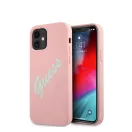 Guess Silicone Vintage Green Script Apple iPhone 12 mini hátlap tok, rózsaszín