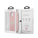 Guess Silicone Vintage Green Script Apple iPhone 12 mini hátlap tok, rózsaszín