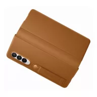   Samsung Galaxy Z Fold3 5G Leather Flip Cover, gyári bőr flip tok, barna, EF-FF926