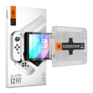   Spigen Glas.tR EZ Fit Nintendo Switch OLED tempered kijelzővédő fólia felhelyező kerettel (2db)