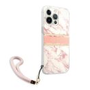 Guess TPU Marble Stripe Apple iPhone 13 Pro hátlap tok, rózsaszín