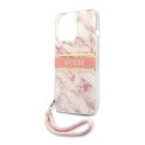 Guess TPU Marble Stripe Apple iPhone 13 Pro hátlap tok, rózsaszín