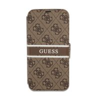   Guess PU 4G Printed Stripe Apple iPhone 13 Pro flip tok, barna