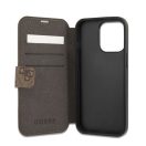 Guess PU 4G Printed Stripe Apple iPhone 13 Pro flip tok, barna