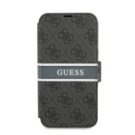   Guess PU 4G Printed Stripe Apple iPhone 13 Pro flip tok, szürke