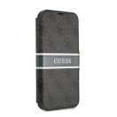 Guess PU 4G Printed Stripe Apple iPhone 13 Pro flip tok, szürke