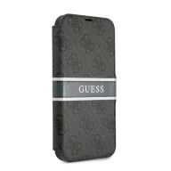   Guess PU 4G Printed Stripe Apple iPhone 13 Pro flip tok, szürke