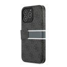 Guess PU 4G Printed Stripe Apple iPhone 13 Pro flip tok, szürke
