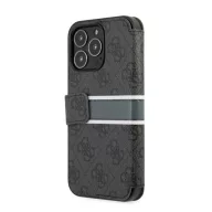   Guess PU 4G Printed Stripe Apple iPhone 13 Pro flip tok, szürke