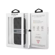   Guess PU 4G Printed Stripe Apple iPhone 13 Pro flip tok, szürke