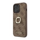 Guess PU 4G Ring Apple iPhone 13 Pro hátlap tok, barna