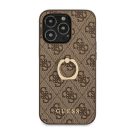 Guess PU 4G Ring Apple iPhone 13 Pro hátlap tok, barna