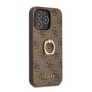 Guess PU 4G Ring Apple iPhone 13 Pro hátlap tok, barna