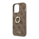 Guess PU 4G Ring Apple iPhone 13 Pro hátlap tok, barna