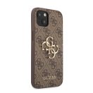 Guess PU 4G Metal Logo Apple iPhone 13 hátlap tok, barna