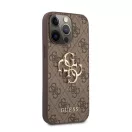 Guess PU 4G Metal Logo Apple iPhone 13 Pro Max hátlap tok, barna
