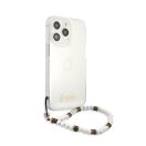 Guess PC Script and White Pearls Apple iPhone 13 Pro hátlap tok, átlátszó