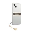 Guess PU/TPU Brown Stripe Apple iPhone 13 mini hátlap tok, átlátszó