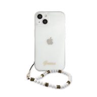   Guess PC Script and White Pearls Apple iPhone 13 mini hátlap tok, átlátszó
