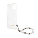 Guess PC Script and White Pearls Apple iPhone 13 mini hátlap tok, átlátszó