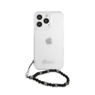   Guess PC Script and Black Pearls Apple iPhone 13 Pro Max hátlap tok, átlátszó