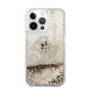 Guess TPU Big 4G Liquid Glitter Gold Apple iPhone 13 Pro Max hátlap tok, átlátszó