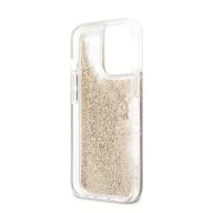   Guess TPU Big 4G Liquid Glitter Gold Apple iPhone 13 Pro Max hátlap tok, átlátszó