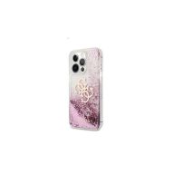   Guess TPU Big 4G Liquid Glitter Pink Apple iPhone 13 Pro Max hátlap tok, átlátszó