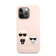   Karl Lagerfeld and Choupette Liquid szilikon hátlap tok Apple iPhone 13 Pro, rózsaszín