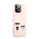 Karl Lagerfeld and Choupette Liquid szilikon hátlap tok Apple iPhone 13 Pro, rózsaszín