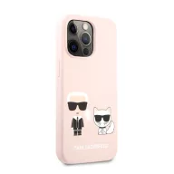   Karl Lagerfeld and Choupette Liquid szilikon hátlap tok Apple iPhone 13 Pro, rózsaszín