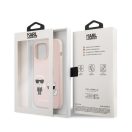 Karl Lagerfeld and Choupette Liquid szilikon hátlap tok Apple iPhone 13 Pro, rózsaszín