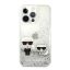 Karl Lagerfeld Liquid Glitter Karl and Choupette hátlap tok Apple iPhone 13 Pro, ezüst