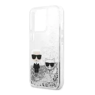   Karl Lagerfeld Liquid Glitter Karl and Choupette hátlap tok Apple iPhone 13 Pro, ezüst