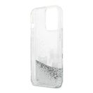 Karl Lagerfeld Liquid Glitter Karl and Choupette hátlap tok Apple iPhone 13 Pro, ezüst