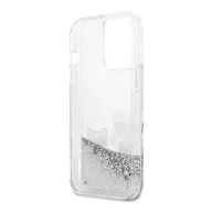   Karl Lagerfeld Liquid Glitter Karl and Choupette hátlap tok Apple iPhone 13 Pro, ezüst