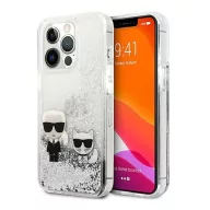   Karl Lagerfeld Liquid Glitter Karl and Choupette hátlap tok Apple iPhone 13 Pro, ezüst