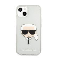   Karl Lagerfeld Head Full Glitter szilikon hátlap tok Apple iPhone 13 mini, ezüst