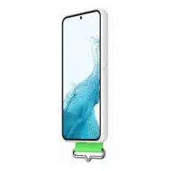   Samsung Galaxy S22 Silicone Cover with Strap, gyári szilikon tok szíjjal, fehér, EF-GS901TW