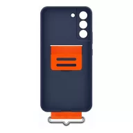   Samsung Galaxy S22+ Silicone Cover with Strap, gyári szilikon tok szíjjal, sötétkék, EF-GS906TN
