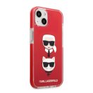 Karl Lagerfeld and Choupette Heads TPE szilikon hátlap tok Apple iPhone 13 mini, piros